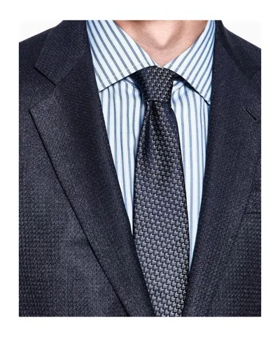 Giorgio Armani Silk Tie With Geometric Jacquard Motif In Blue