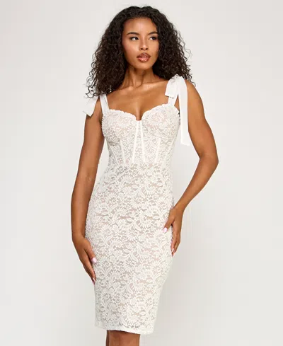 Seni & Cade Juniors' Lace Corset Sleeve Slim Midi Dress In Multi