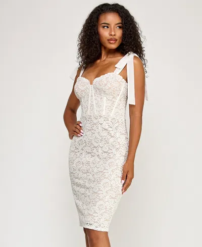 Seni & Cade Juniors' Lace Corset Sleeve Slim Midi Dress In Multi