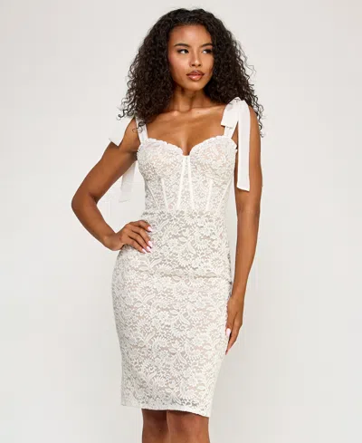 Seni & Cade Juniors' Lace Corset Sleeve Slim Midi Dress In Multi