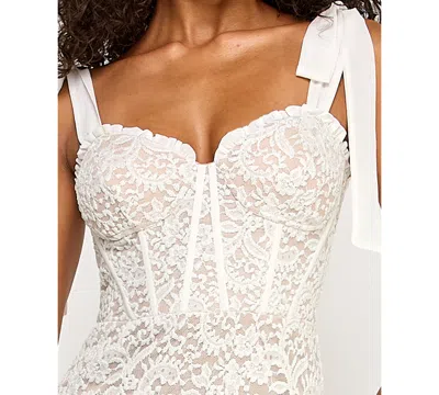 Seni & Cade Juniors' Lace Corset Sleeve Slim Midi Dress In Multi