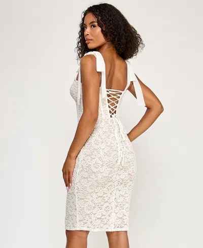 Seni & Cade Juniors' Lace Corset Sleeve Slim Midi Dress In Multi