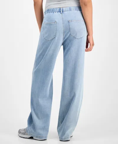 Indigo Rein Juniors' Cotton Wide-leg Drawstring Jeans In Gray