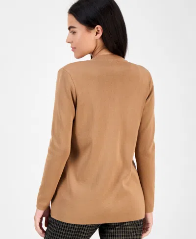 Ak Anne Klein Women's Newport Kissing Front Cardigan Sweater In Brown