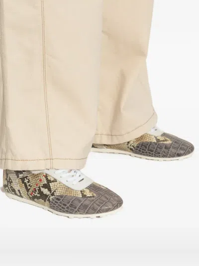 Marni Crocodile-effect Sneakers In Multi