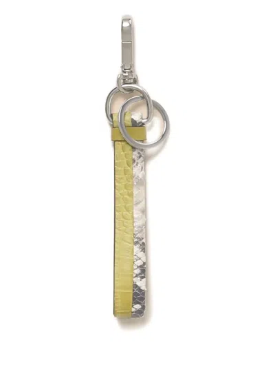 Marni Crocodile-effect Print Leather Keyring In Green