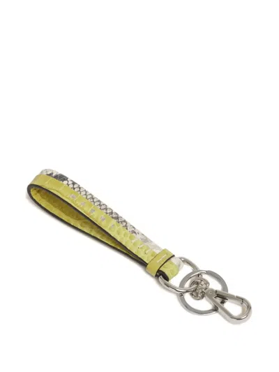 Marni Crocodile-effect Print Leather Keyring In Green