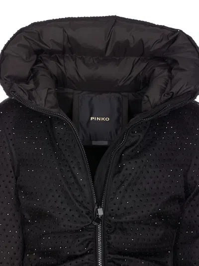 Pinko Down Jacket With High Collar In Black