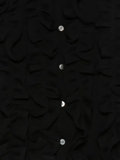 Comme Des Garçons Ruffle Wool Cardigan In Black