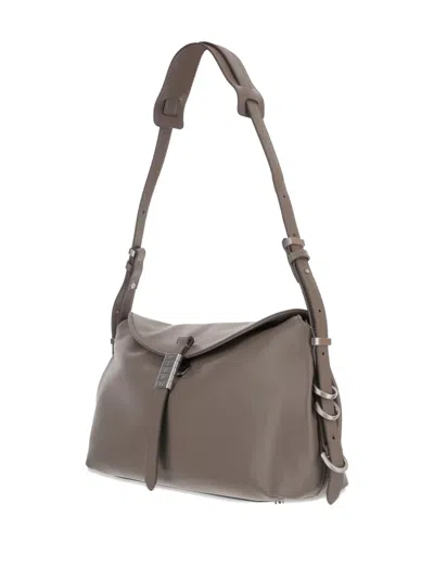 Pinko Structured Grey Handbag With Minimalist Aesthetic In Gray