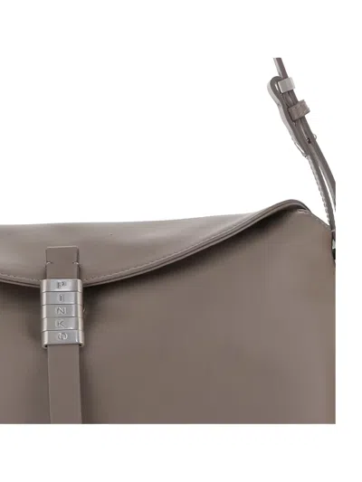 Pinko Structured Grey Handbag With Minimalist Aesthetic In Gray