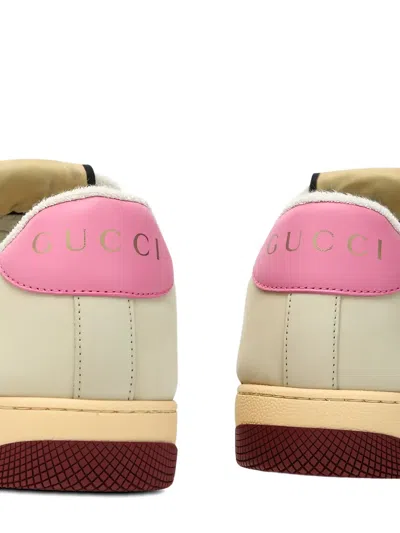 Gucci Screener Trainer In Gg Fabric And Multicolour Details In Brown