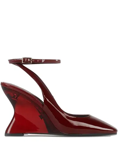 Jeffrey Campbell 95mm Ankle-strap Square-toe Wedge Sandals In Red