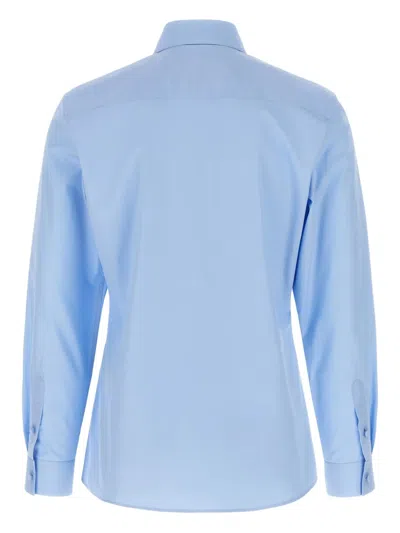 Valentino Long Sleeve Poplin Shirt Featuring Collar In Blue