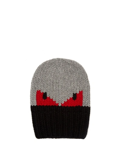 Fendi Bag Bugs-patterned Logo Beanie In F0qzgrey