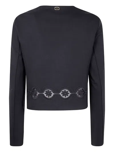 Twinset Lace-insert Jacket In Black