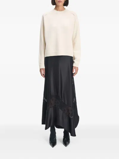 Bite Studios Lace-insert Silk Skirt In Black