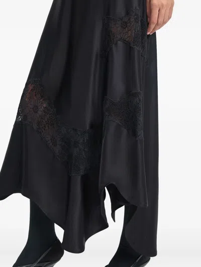 Bite Studios Lace-insert Silk Skirt In Black