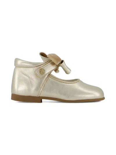 Andanines Velvet-bow Leather Ballerinas In Neutral