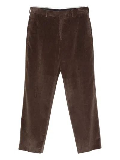 Paul Smith Brown Cotton And Velvet Casual Trousers  In Brown