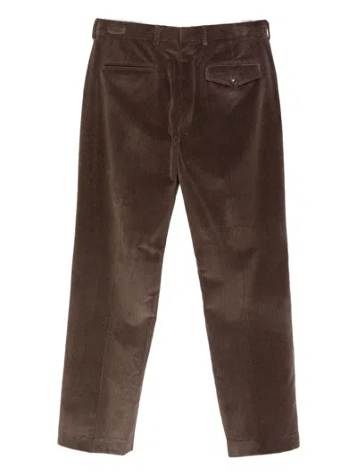 Paul Smith Brown Cotton And Velvet Casual Trousers  In Brown