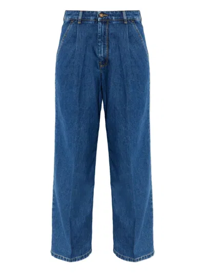 Maison Kitsuné Pleated Denim Jeans In Blue