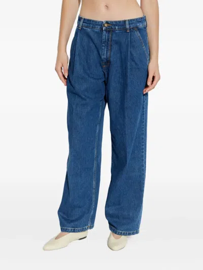 Maison Kitsuné Pleated Denim Jeans In Blue