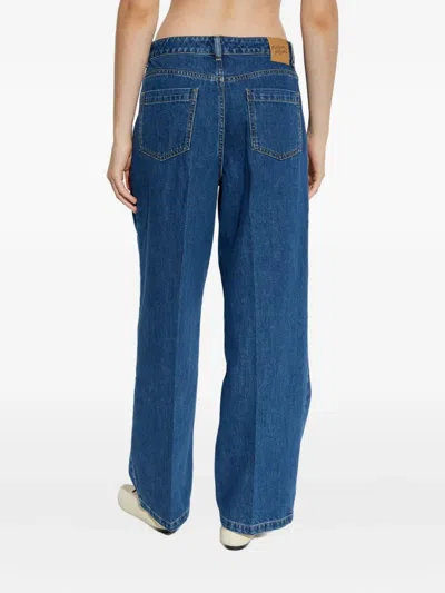 Maison Kitsuné Pleated Denim Jeans In Blue