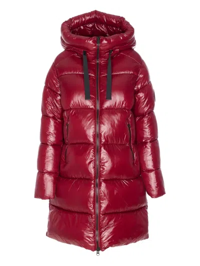 Save The Duck Red Down Jacket Frontal Zip Closure In Red