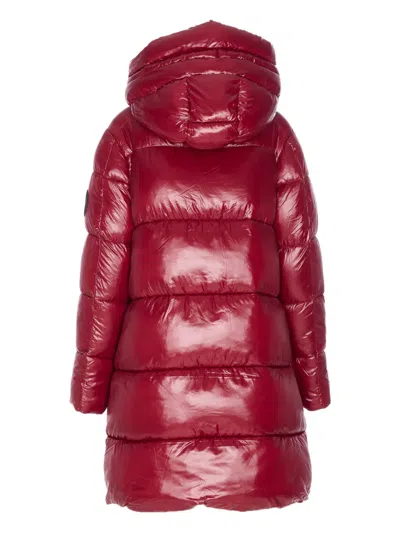 Save The Duck Red Down Jacket Frontal Zip Closure In Red