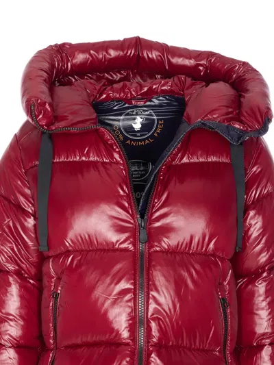 Save The Duck Red Down Jacket Frontal Zip Closure In Red