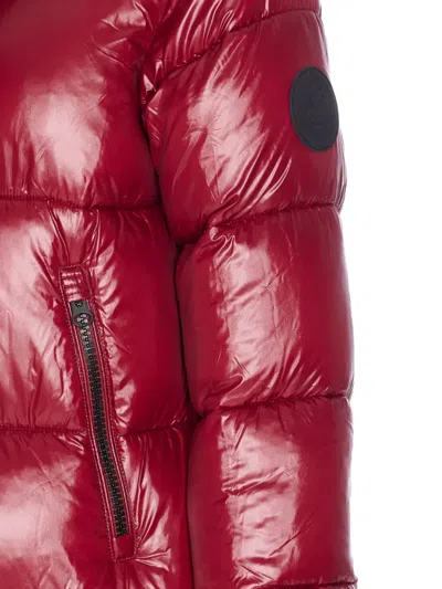 Save The Duck Red Down Jacket Frontal Zip Closure In Red