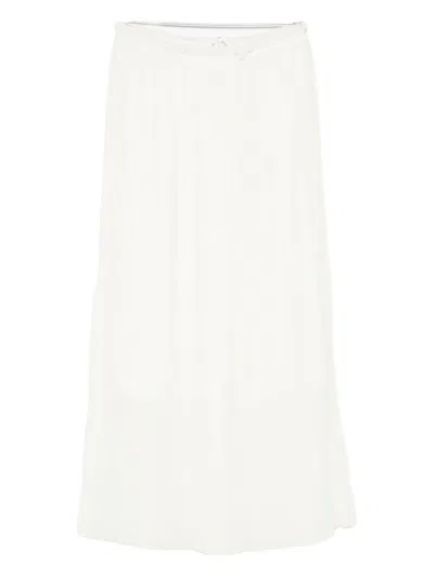 Mark Kenly Domino Tan Pleated Midi Skirt In White