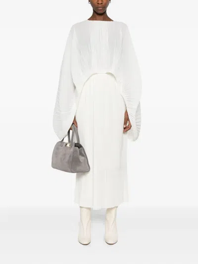 Mark Kenly Domino Tan Pleated Midi Skirt In White