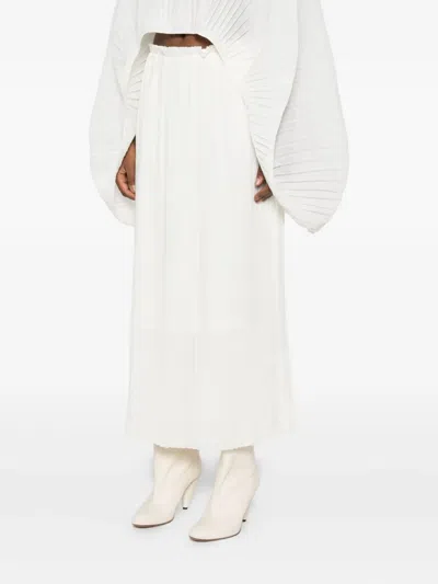 Mark Kenly Domino Tan Pleated Midi Skirt In White