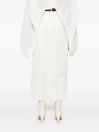 Mark Kenly Domino Tan Pleated Midi Skirt In White