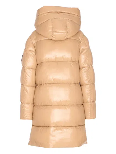Save The Duck Beige Down Jacket Frontal Zip Closure In Neutral