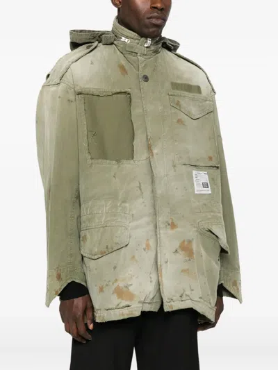 Miharayasuhiro Distressed Field Puffer Jackets Green In Green