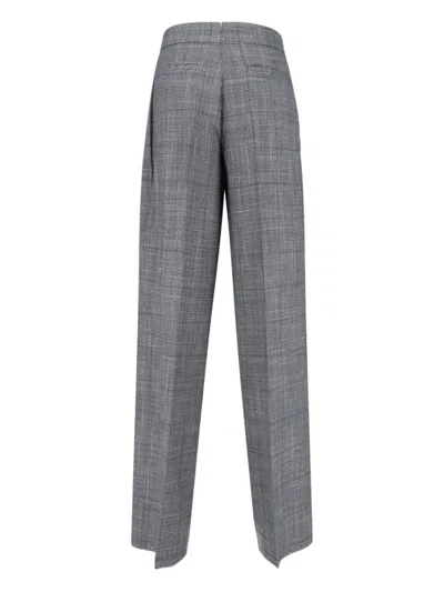 Sa Su Phi Tailored Grey Plaid Trousers With High Waist In Gray