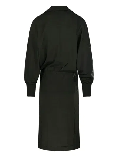 裹身式衣领罗纹连衣裙