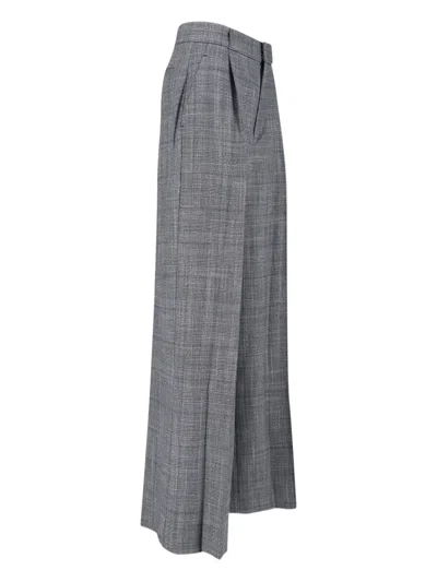 Sa Su Phi Tailored Grey Plaid Trousers With High Waist In Gray