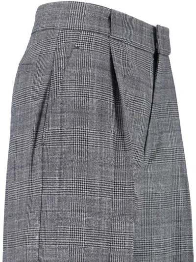 Sa Su Phi Tailored Grey Plaid Trousers With High Waist In Gray