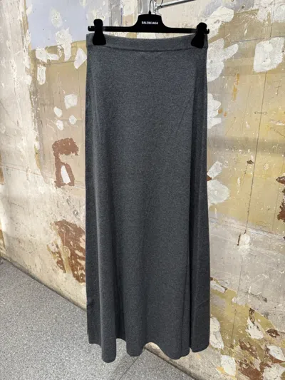 Balenciaga Long Grey Wool Skirt In Gray