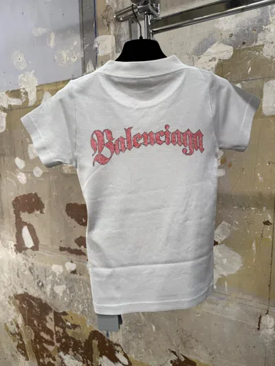Balenciaga White T-shirt With Logo Prints In Gray