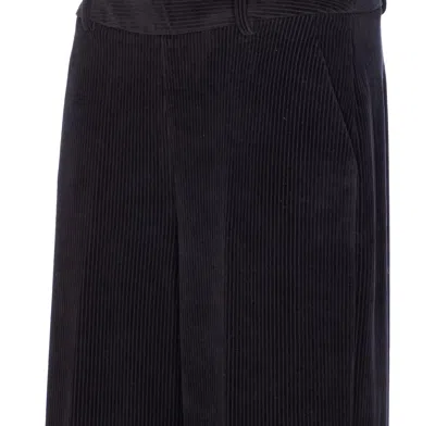 Circolo 1901 Flared Fit Trousers With Pinstripes And Pockets In Black
