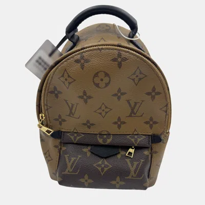Pre-owned Louis Vuitton Monogram Canvas Mini Palm Springs Backpack In Brown