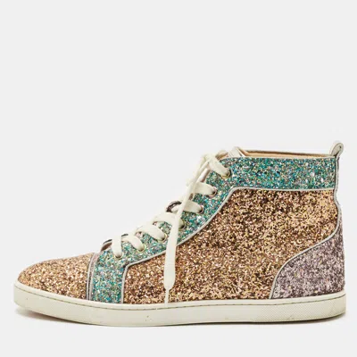 Pre-owned Christian Louboutin Multicolor Glitter Bip-bip High Top Sneakers Size 40