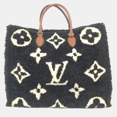 Pre-owned Louis Vuitton Monogram Teddy On The Go Gm Tote Bag 2-way Fur Shoulder Leather Brown