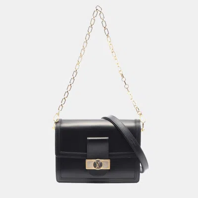 Pre-owned Louis Vuitton Dauphine Mm Lv Rock Noir Shoulder Bag Leather Black
