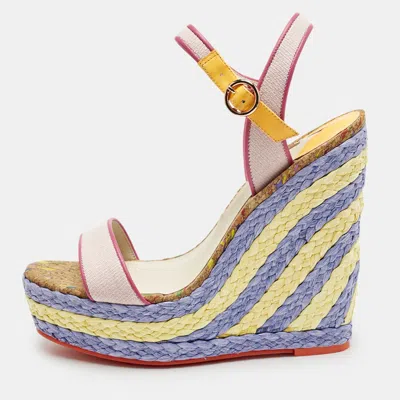 Pre-owned Sophia Webster Multicolor Canvas And Leather Lucita Espadrille Wedge Sandals Size 39